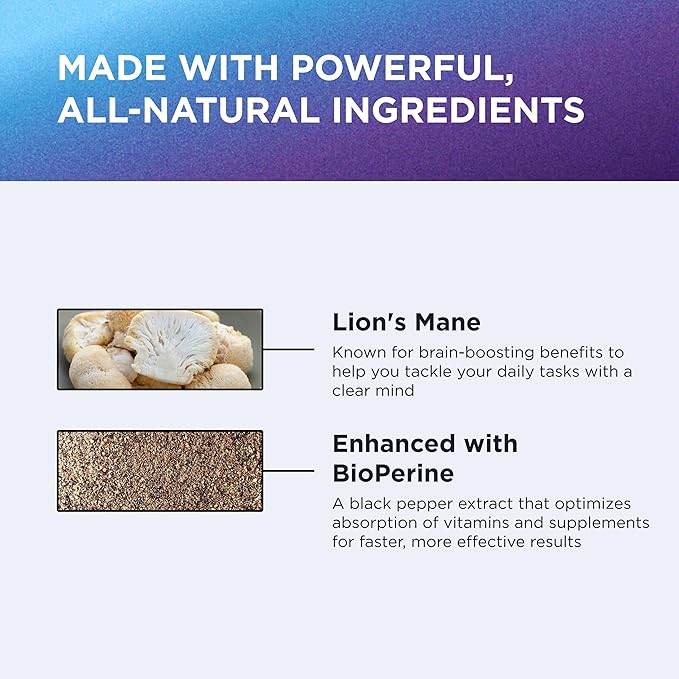 DR. EMIL NUTRITION 2100mg Organic Lions Mane Supplement Capsules - Focus Mental Clarity &amp Cognition - Nootropic Lion's Mane Mushroom Supplement with Organic Lions Mane
