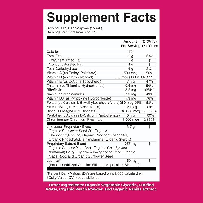 MARYRUTH'S Women's Multivitamin + Lustriva Hair Growth Liposomal | Biotin 10000mcg | Clinically Tested for Thicker Fuller Hair Improved Facial Fine Lines &amp Wrinkles | Ages 18+ | 15.22 Fl Oz