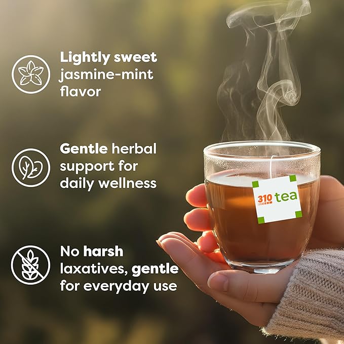 310 Nutrition Jasmine Mint Tea – Herbal Tea with Yerba Mate Oolong Green Tea Blend Peppermint Leaf Rooibos Guarana &amp Ginger – Sugar-Free Flavored Jasmine Tea Bags – Smooth Mint Green Tea – 28