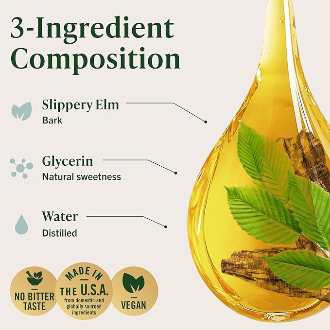HERBAMAMA Slippery Elm Liquid Drops - Vegan Respiratory &amp Digestive Support with Slippery Elm Bark Extract - Non-GMO Alcohol &amp Sugar-Free Supplement Tincture 28-Day Supply