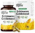Wild &amp Organic Echinacea Goldenseal Capsules - Immune &amp Lung Support - Echinacea Complex Supplement - Hydrastis Canadensis &amp Purpurea - Vegan No Fillers Non-GMO - 90 Count