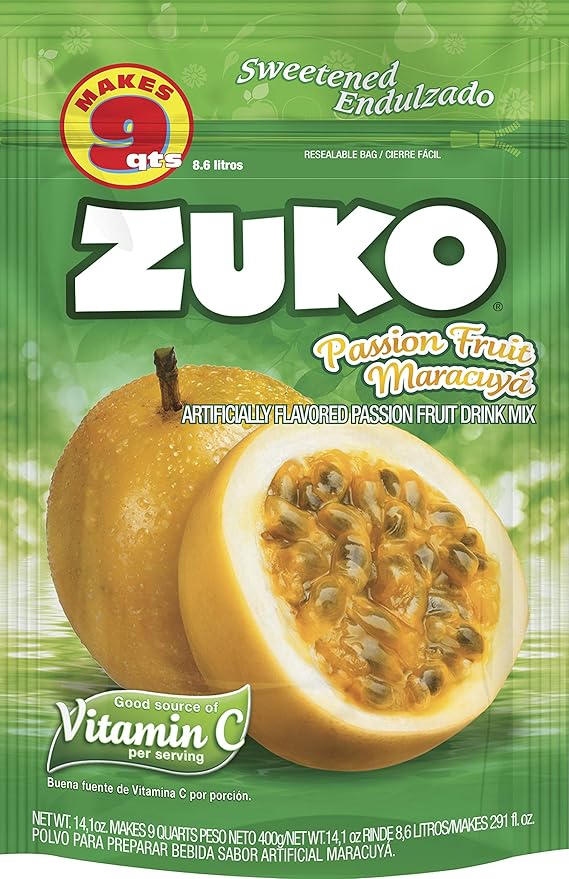 Zuko Passion Fruit Instant Powder Drink Family Pack 14.1 oz Pack of 6
