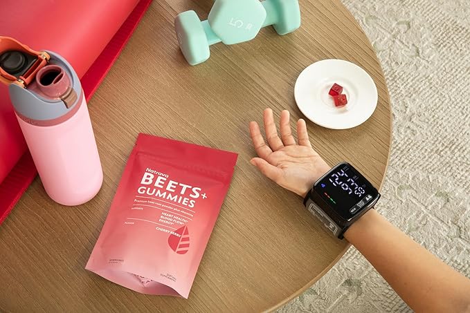 Beets+ Gummies - Premium Beet Root Powder Grape Seed Extract and Vitamin C - Supports Healthy Blood Pressure and Heart Health - Low Sugar Nitric Oxide and Circulation Supplement - 50 Gummies