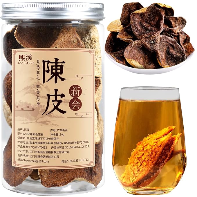 Hee Creek Dried Tangerine Peel 2.12oz/60g Matured Mandarin Peel Chen Pi Dried Citrus Peel Xinhui Tangerine Orange Peel Sulfur Free No Additives 新会陈皮
