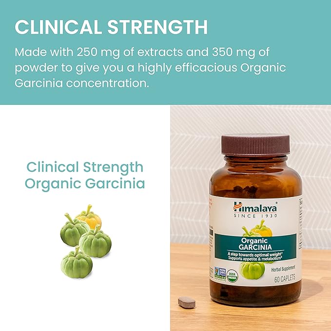 Himalaya Organic Garcinia Cambogia Herbal Supplement Appetite Support Lipid Metabolism Weight Support USDA Organic Non-GMO Vegan 600 mg 120 Plant-Based Caplets