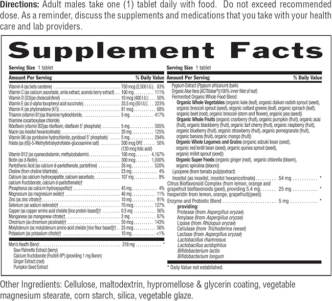 Country Life Core Daily-1 for Men - Multivitamin with Probiotics Saw Palmetto Pumpkin Seed Extract and Coenzymated B Vitamins - Gluten-Free and Vegetarian - 60 Tablets