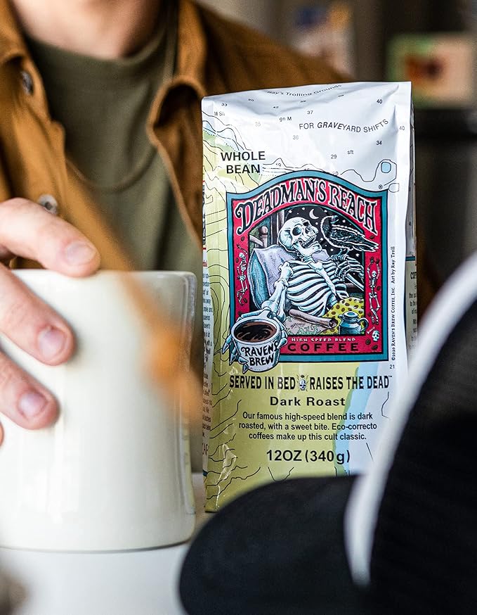 Raven's Brew Coffee High Caffeine Coffee Dark Roast Ground - Deadman's Reach 2lb