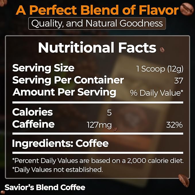 Savior's Blend Coffee Premium Espresso Ground Coffee Dark Roast Colombian-Ethiopian-Peruvian Blend 16 oz
