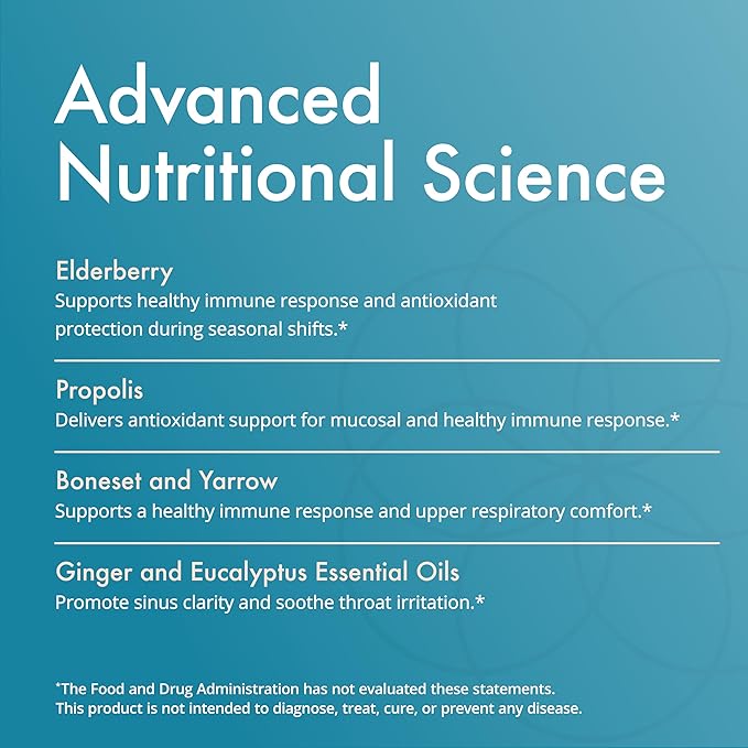 Natura Health Products Flew Away Supplement - Immune System Support &amp Seasonal Defense - Featuring Ginger Elderberry Propolis and Eucalyptus (60 Capsules)