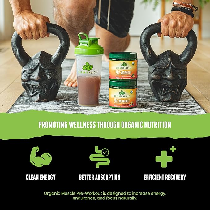 USDA Organic Pre-Workout Powder Strawberry Mango | Clean Energy Without Jitters | Natural Performance Boost | No Artificial Sweeteners | 20 Superfoods | Low Caffeine 20 Servings
