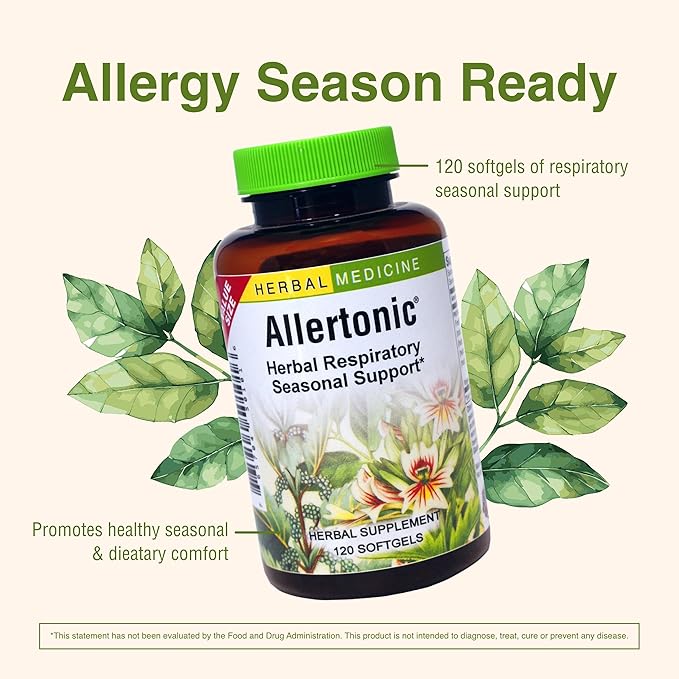 Herbs Etc. Allertonic - Healthy Breathing Support - Herbal Blend to Aid Against Seasonal Discomfort - Lung &amp Respiratory Health Support with Stinging Nettle - 120 Softgels (120 Servings)