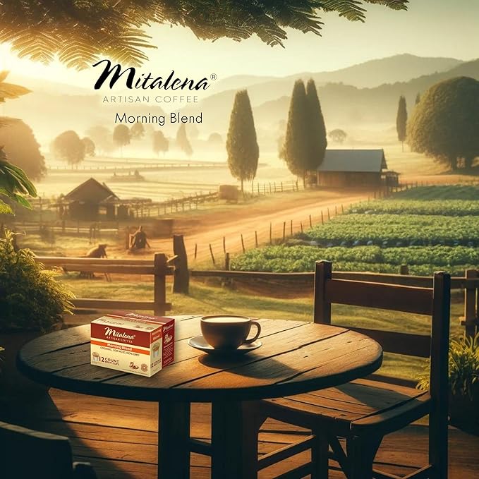 Mitalena Artisan Morning Blend Low Acid Medium Roast Organic Coffee Pods For Keurig K-Cup Maker - 72 K Cups - 100% Arabica Gourmet - Perfect For Sensitive Stomach