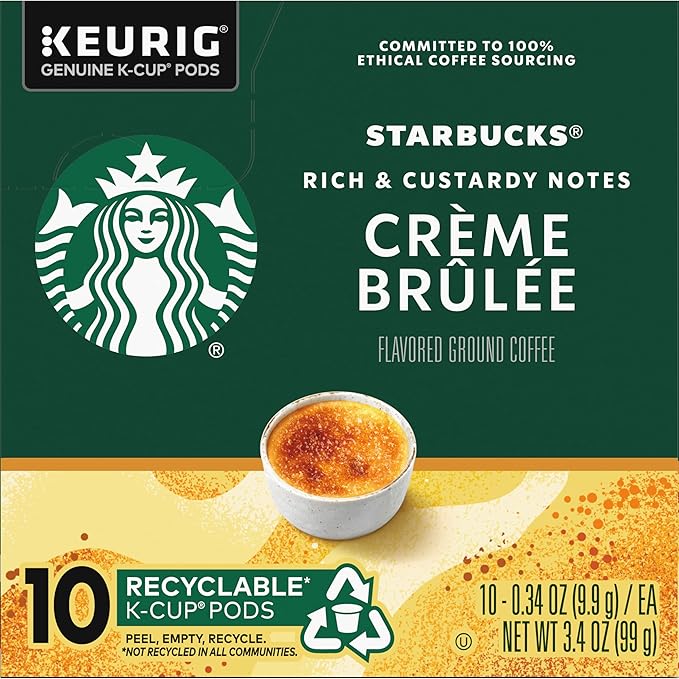 Starbucks Crème Brulée Flavored Blonde Roast Single Cup Coffee for Keurig Brewers 10 Count - Pack of 2