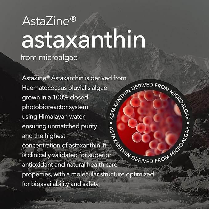 Organic Astaxanthin 12mg Plus Turmeric 1500mg Black Pepper Extract High Absorption Eye Heart Skin Joint Vegan Gluten-Free Non-GMO Double Antioxidant Turmeric Curcumin Supplement 30-Days