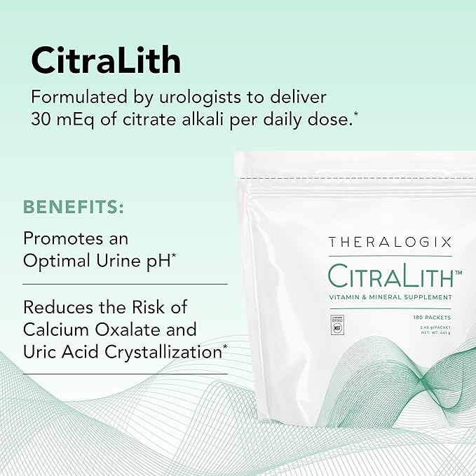 Theralogix CitraLith Vitamin &amp Mineral Supplement - 90-Day Supply - Kidney Health Support for Healthy Kidney Function - Includes Magnesium Sodium Potassium &amp Vitamin B6 - NSF Certified - 180