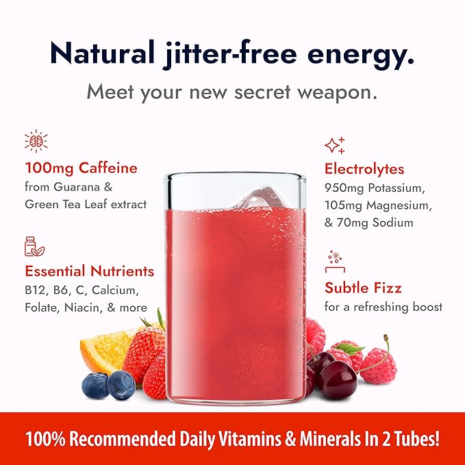 Zipfizz Daily Energy Drink Powder Fruit Punch 20 Pack 3-in-1 Sustained Energy Rapid Hydration and Essential Vitamins Sugar-Free Electrolyte Powder Contains Vitamin B-12 &amp Antioxidants