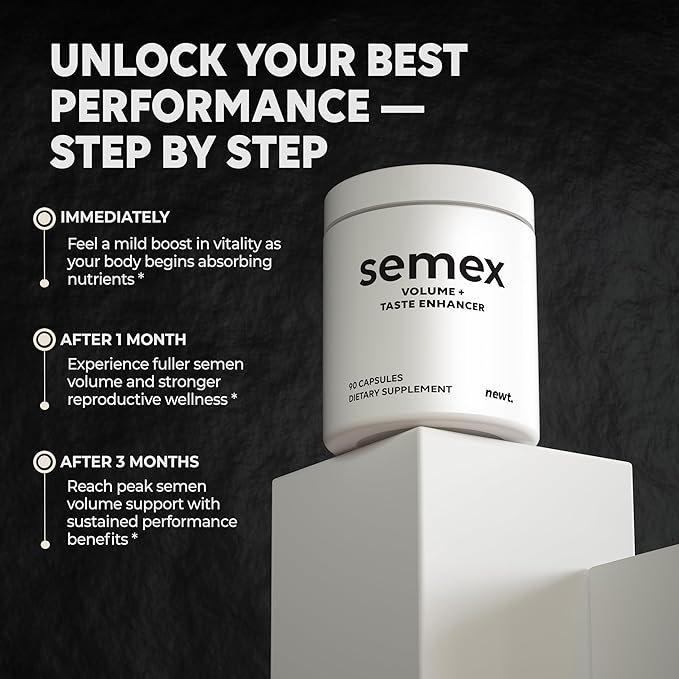 SEMEX Semen Volume Booster – Doctor Formulated Natural Support for Male Sperm Health Load Volume Boost &amp Stamina – Non-GMO Vegan Gluten-Free Fertility Supplement Made in USA - 90 Count