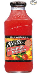 Mistic Strawberry Banana Juice 16 fl oz (12 Glass Bottles)