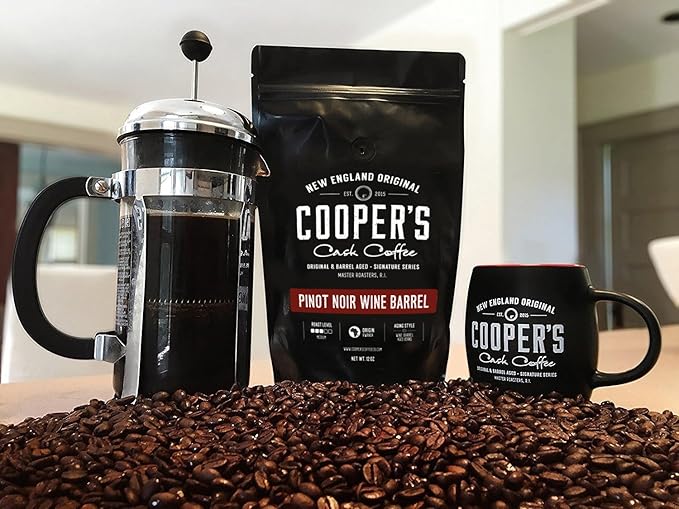 Wine Barrel Coffee Pinot Noir Aged Rwanda Beans Incredibly Complex &amp Smooth Roasted Fresh - Whole bean 12oz Bag