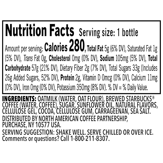 Starbucks Oatmilk Frappuccino Coffee Drink Dark Chocolate Brownie Oat Milk 13.7 fl oz Bottles Iced Coffee (Pack of 12)