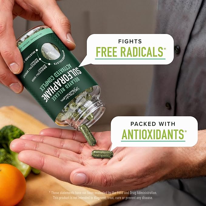 50MG Sulforaphane Supplement from Broccoli Sprouts | NRF2 Activation Cellular Health &amp Immune Support | Glucoraphanin Myrosinase &amp Antioxidants | 3rd Party Tested | 120 Broccoli Seed Microbe