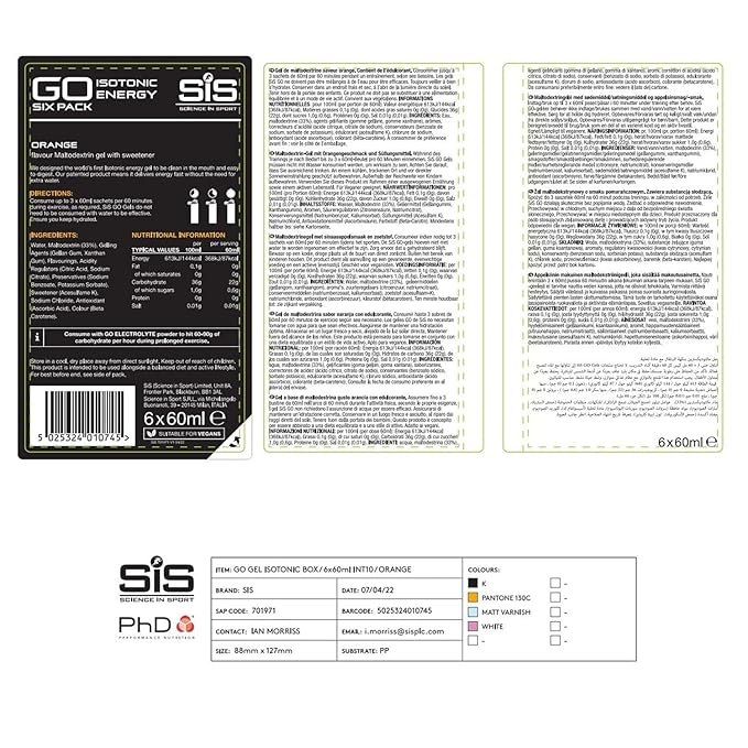 SiS GO Isotonic Energy Gel Sachets (6 Pack) - Orange
