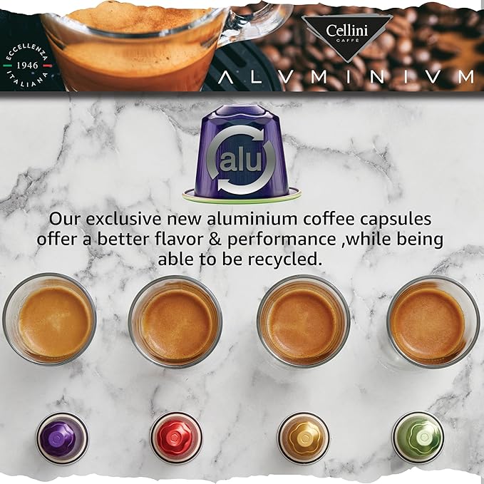 Cellini Caffè Delizioso Lungo Aluminum Nespresso Pods 120 Count Medium Roast Coffee Capsules 100% Nespresso Original Machine Compatible