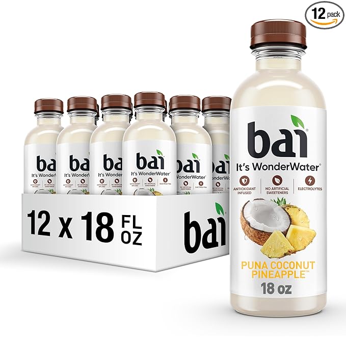 Bai Antioxidant Infused Water Beverage Puna Coconut Pineapple with Vitamin C and No Artificial Sweeteners 18 Fluid Ounce Bottle 12 Pack