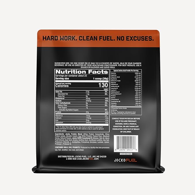 Jocko Fuel Mölk Whey Protein Powder 22g Low Sugar Monk Fruit Blend - Muscle Recovery &amp Growth Packaging May Vary (25 Servings Chocolate Peanut Butter)
