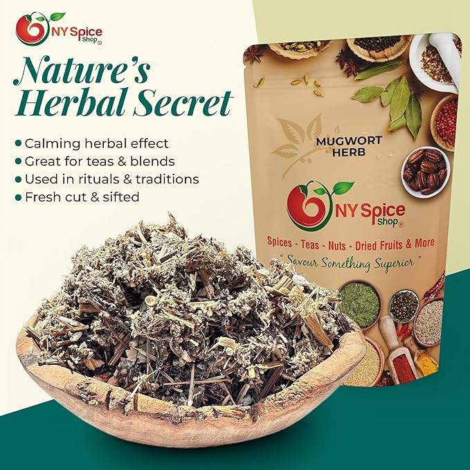 NY Spice Shop Cut &amp Sifted Dried Mugwort Leaves - 3 Pound Natural Artemisa Hierba Seca - Dried Mugwart - Herb Dried Tea (Artemisia vulgaris L.) - Herb Loose Leaves for Herbal Tea