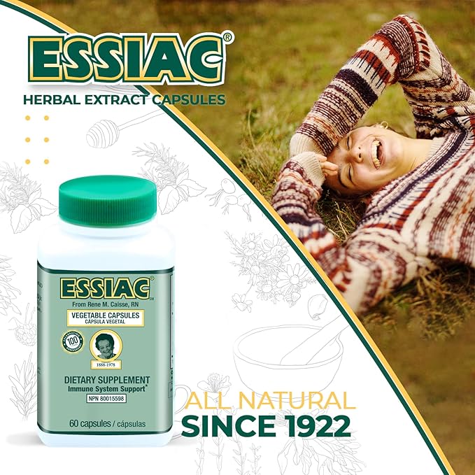 ESSIAC Tea All-Natural Herbal Extract Capsules – 60 Capsules | Powerful Antioxidant Blend to Help Promote Overall Health &amp Well-Being | Original Formula Since 1922
