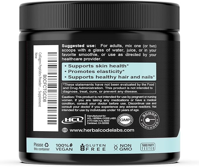 Collagen Peptides Powder with Vitamin C &amp Hyaluronic Acid - from Organic Cleanest Sources &amp Super High Absorption - Hydrolyzed Multi Type I II III V X - Skin Hair Supplement Made in USA