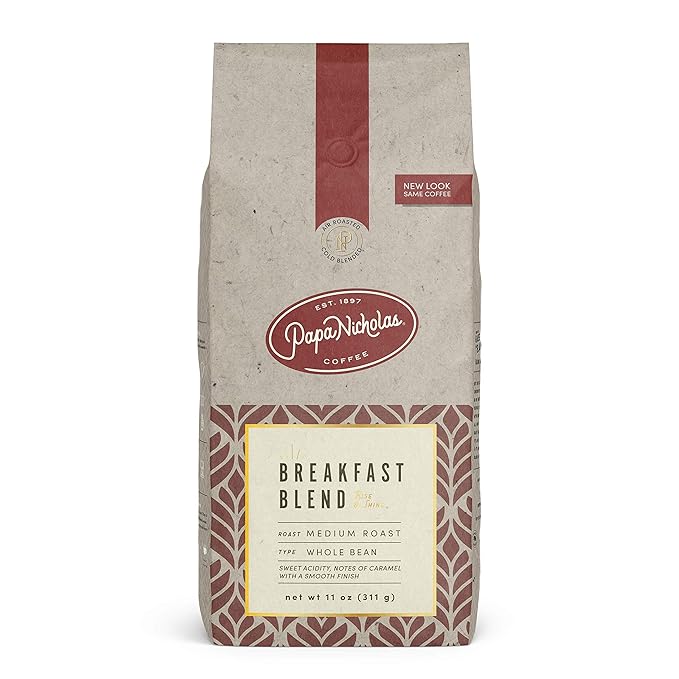 PapaNicholas Coffee Whole Bean Coffee Breakfast Blend 11 Ounce