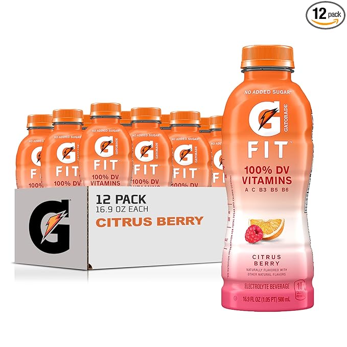 Gatorade Fit Electrolyte Beverage Healthy Real Hydration Citrus Berry 16.9.oz Bottles (12 Pack)