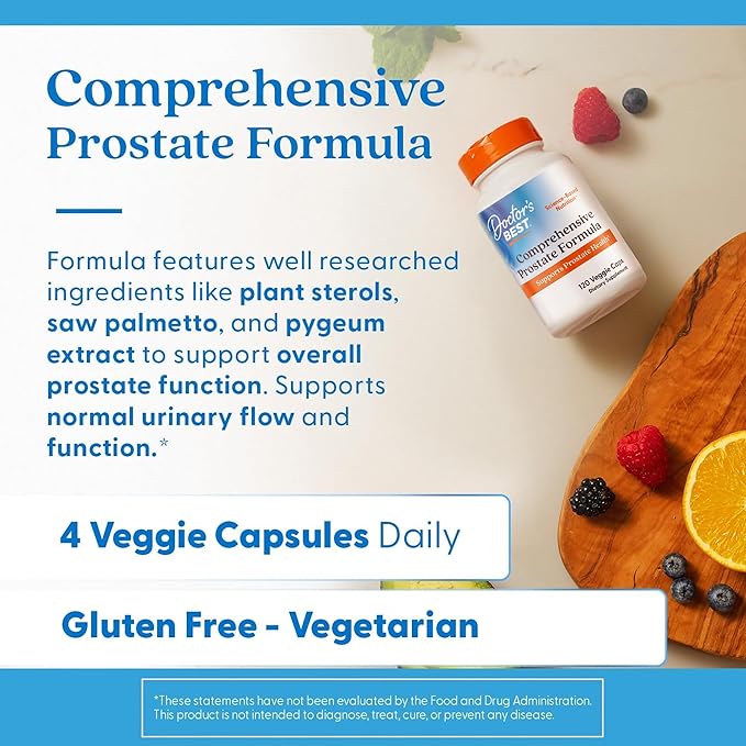 Doctors Best Comprehensive Prostate Formula with SelenoExcell and CardioAid Supports Prostate Health Gluten Free Vegetarian 120 Veggie Caps