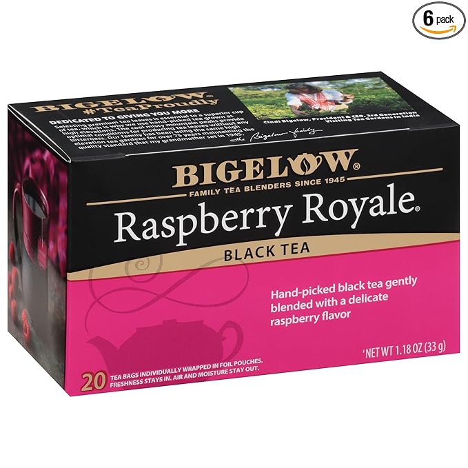 Bigelow Tea Raspberry Royale Black Tea Bags Caffeinated 20 Count Pack of 6