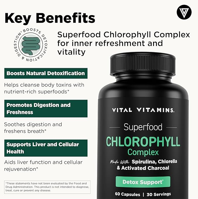 Vital Vitamins Multi Collagen Peptides Powder + Chlorophyll Complex Capsules