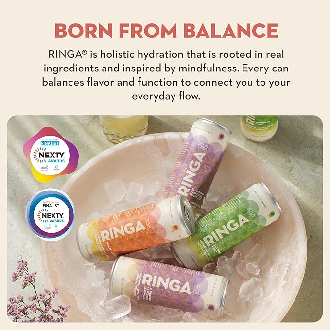 Ringa Sparkling Hydration Variety Pack 12oz Cans (12-Count 4 Each) – Organic Moringa + Apple Cider Vinegar 3g Prebiotic Fiber No Added Sugar Gut Health &amp Clean Daily Hydration