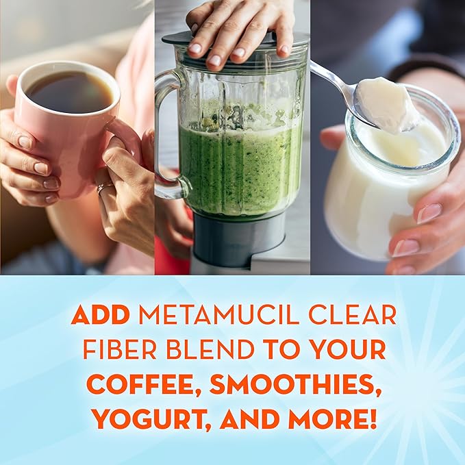 Metamucil Fiber Supplement Unflavored Clear Mixing Powder No Grit No Sugar Added Plant Based Prebiotic Fiber Supplement Blend for Daily Digestive Health 75 teaspoons