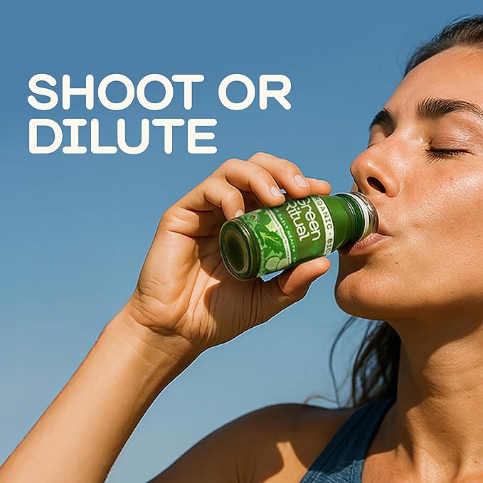 Greenhouse Juice Green Ritual Wellness Shot Brain-Boosting 12-Count 60mL Glass Bottles with Cucumber Spinach Vitamin C &amp Magnesium Supplement 2 Oz Pack of 12