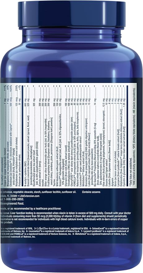 Life Extension Mix™ Capsules high-Potency Advanced Vitamin Mineral Fruit &amp Vegetable Formula Vitamin C B D E Magnesium for Whole-Body Health Healthy Aging Gluten-Free 360 Capsules