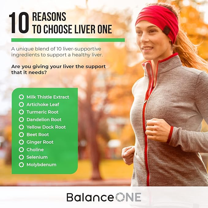 Balance ONE Liver Support Supplement with Milk Thistle Dandelion Root Extract &amp Molybdenum – Liver Health &amp Detox Support – Vegan Capsules 1 Month Supply – Liver One