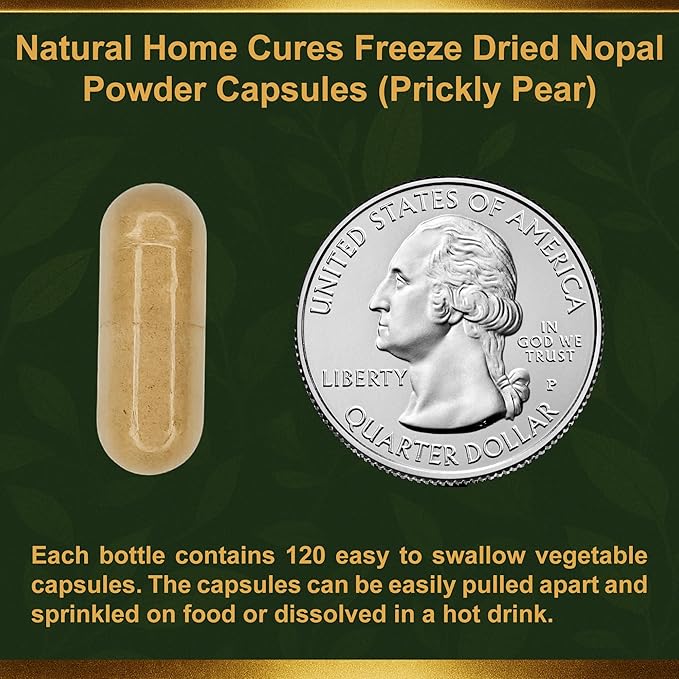 Nopal Cactus Capsules - Freeze Dried Prickly Pear Extract - Fiber Supplement for Metabolic Health Support - Rich in Betalains &amp Nitrates - Non-GMO - 120 Veggie Caps (4 Bottles)