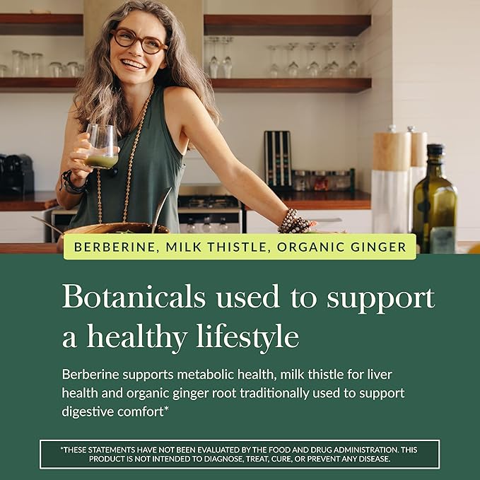 Gaia Herbs Berberine &amp Milk Thistle - Milk Thistle &amp Berberine Supplement with Ginger Root - Supports Liver Health* - Vegan Gluten-Free Dairy-Free Non-GMO Project Verified - 60 Capsules