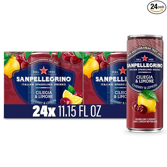 Sanpellegrino Italian Sparkling Drink Ciliegia and Limone Sparkling Cherry and Lemon Beverage 24 Pack
