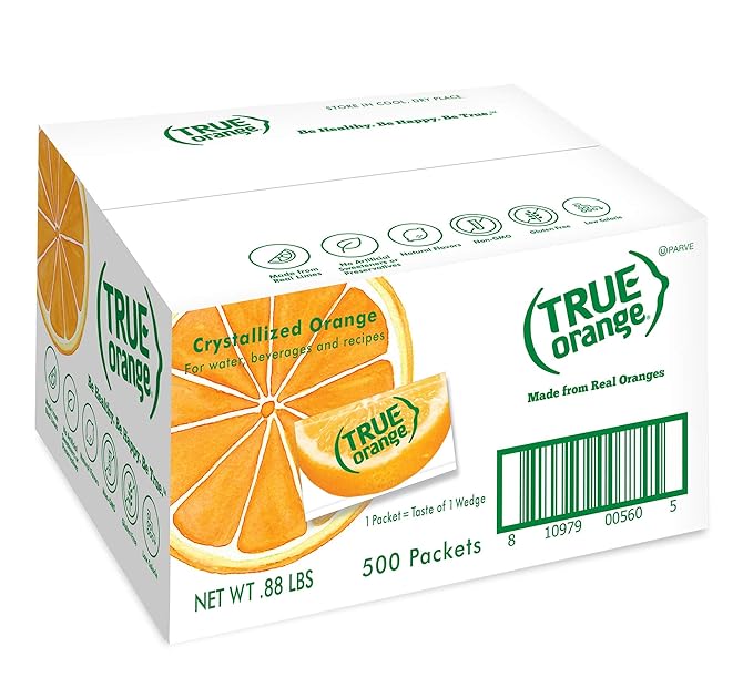 True Orange 500ct (Pack of 1) - Water Enhancer - Bulk Dispenser - 0 Calorie Drink Mix Packets For Water - Orange Flavoring Powder Packets