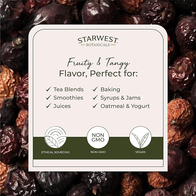 Starwest Botanicals Organic Rosehips Seedless Cut and Sifted 1 Pound