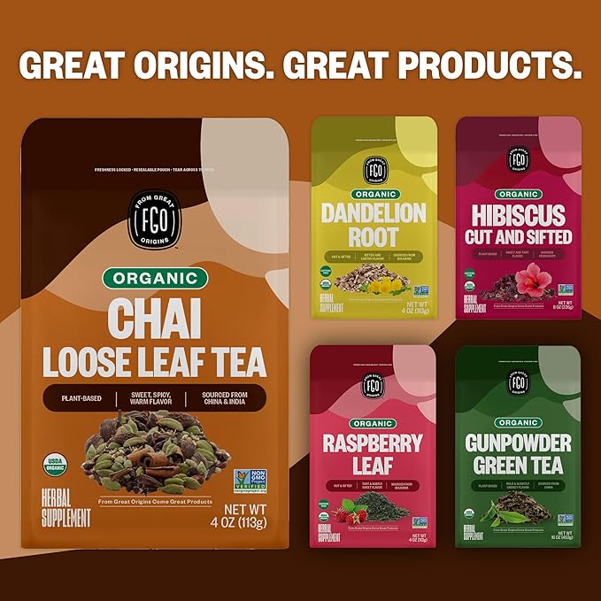 FGO Organic Chai Tea 16 Ounce Loose Leaf Bulk Resealable Bag Packaging May Vary (Pack of 1)