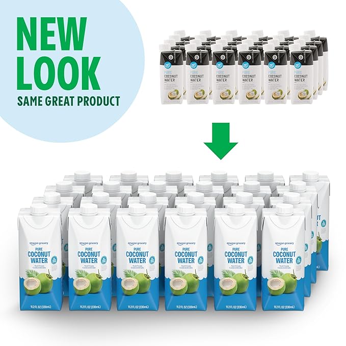 Amazon Grocery Pure Coconut Water No Added Sugar 11.2 Fl Oz 24 Ct