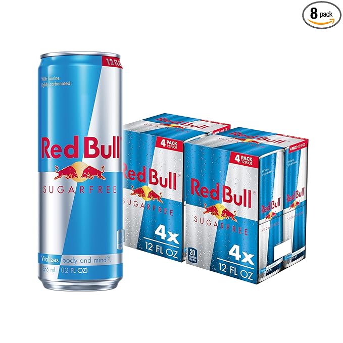 Red Bull Sugar Free Energy Drink with 114mg Caffeine plus Taurine &amp B Vitamins 12 Fl Oz Pack of 8 Cans